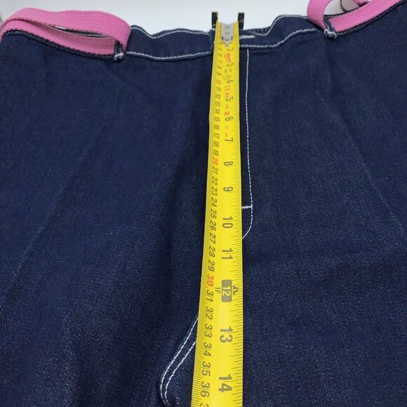 Vintage JTF Women’s Dark Jeans Pink Belt Embroidery Logo High Waisted Size 38 - Picture 11 of 16